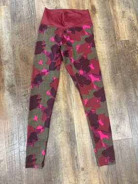 adidas Burgundy and Pink Camo Leggings